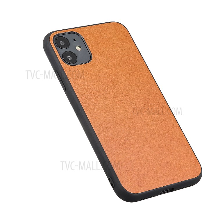 Genuine Leather Coated PC + TPU Hybrid Cover for iPhone 12 5.4-inch - Brown-9