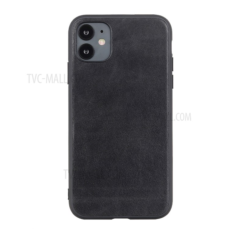 Genuine Leather Coated PC + TPU Hybrid Cover for iPhone 12 5.4-inch - Black-1