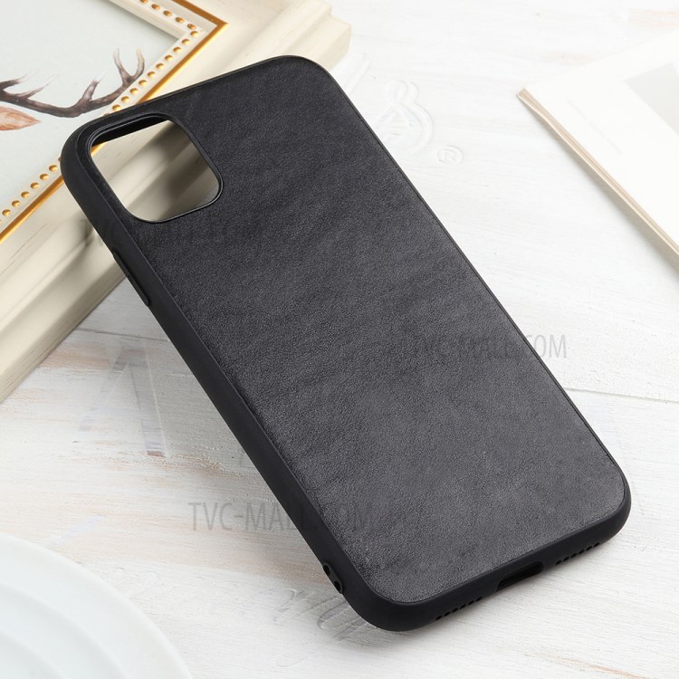 Genuine Leather Coated PC + TPU Hybrid Cover for iPhone 12 5.4-inch - Black-2