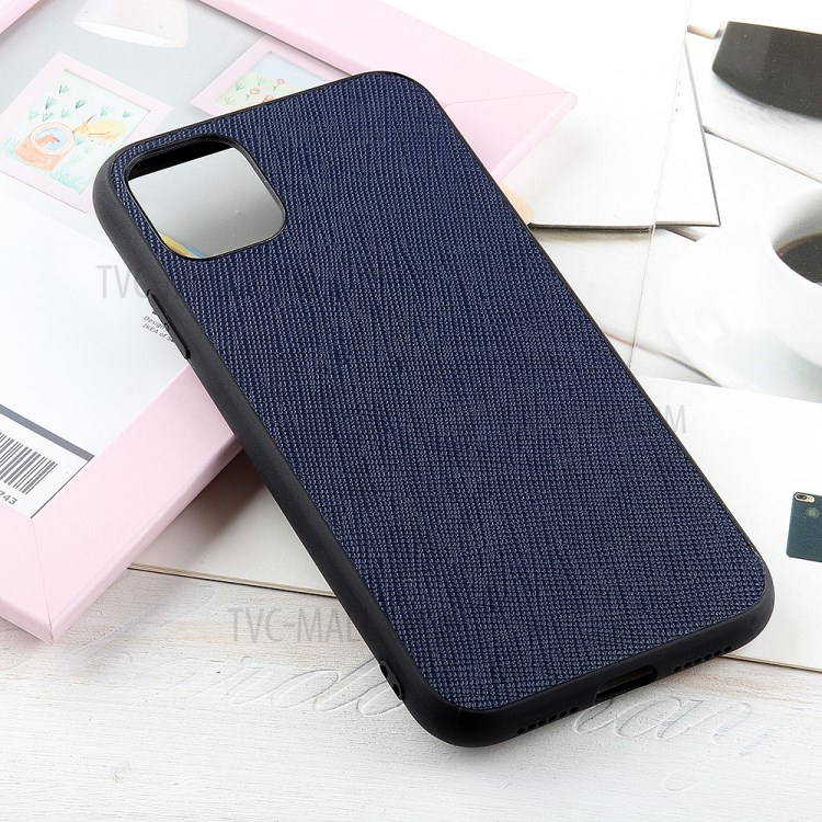 Cross Texture Genuine Leather Coated PC + TPU Phone Case for iPhone 12 Max / iPhone 12 Pro 6.1-inch - Blue-7