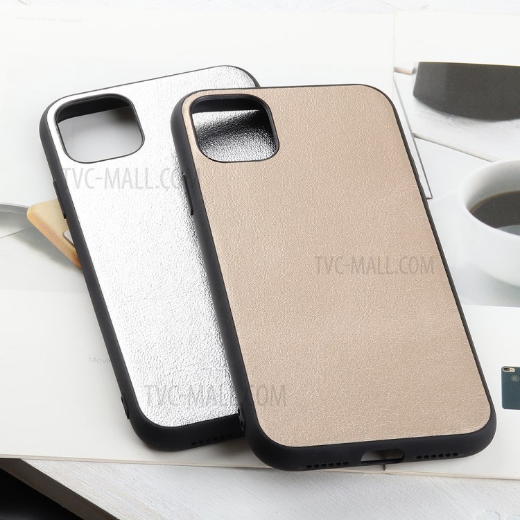 Anti-fingerprint Genuine Leather Coated PC + TPU Hybrid Cover for iPhone 12 Pro Max 6.7 inch - Gold-14