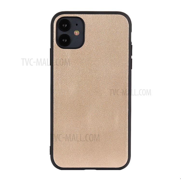 Anti-fingerprint Genuine Leather Coated PC + TPU Hybrid Cover for iPhone 12 Pro Max 6.7 inch - Gold-2