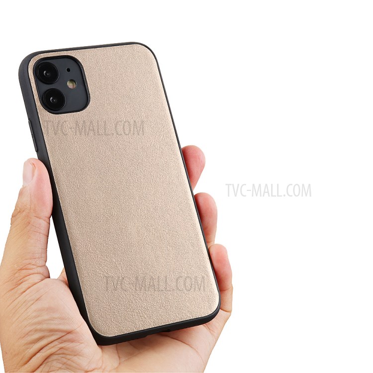 Anti-fingerprint Genuine Leather Coated PC + TPU Hybrid Cover for iPhone 12 Pro Max 6.7 inch - Gold-6