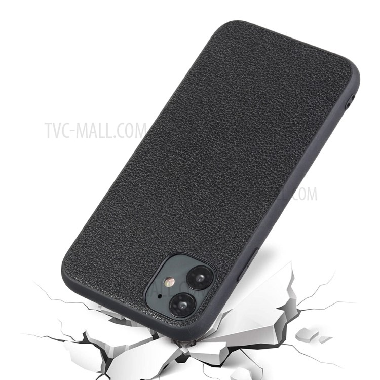 Genuine Leather Coated PC + TPU Hybrid Cover for iPhone 12 Pro Max 6.7-inch - Black-4