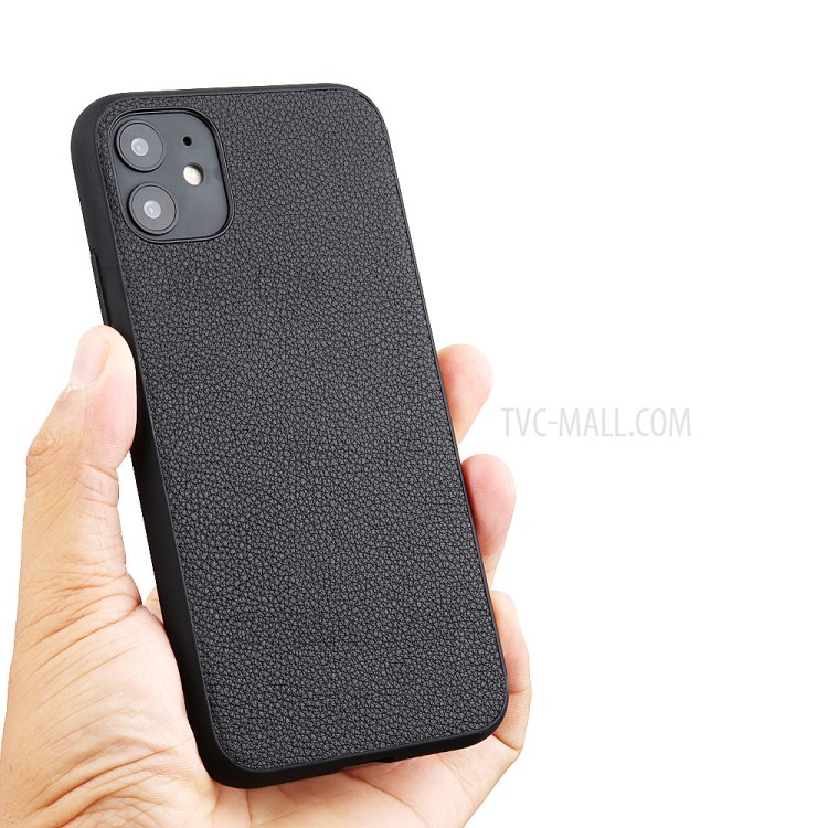 Genuine Leather Coated PC + TPU Hybrid Cover for iPhone 12 Pro Max 6.7-inch - Black-6