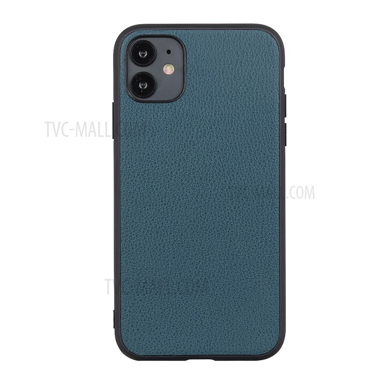 Genuine Leather Coated PC + TPU Hybrid Cover for iPhone 12 Pro Max 6.7-inch - Blue-1