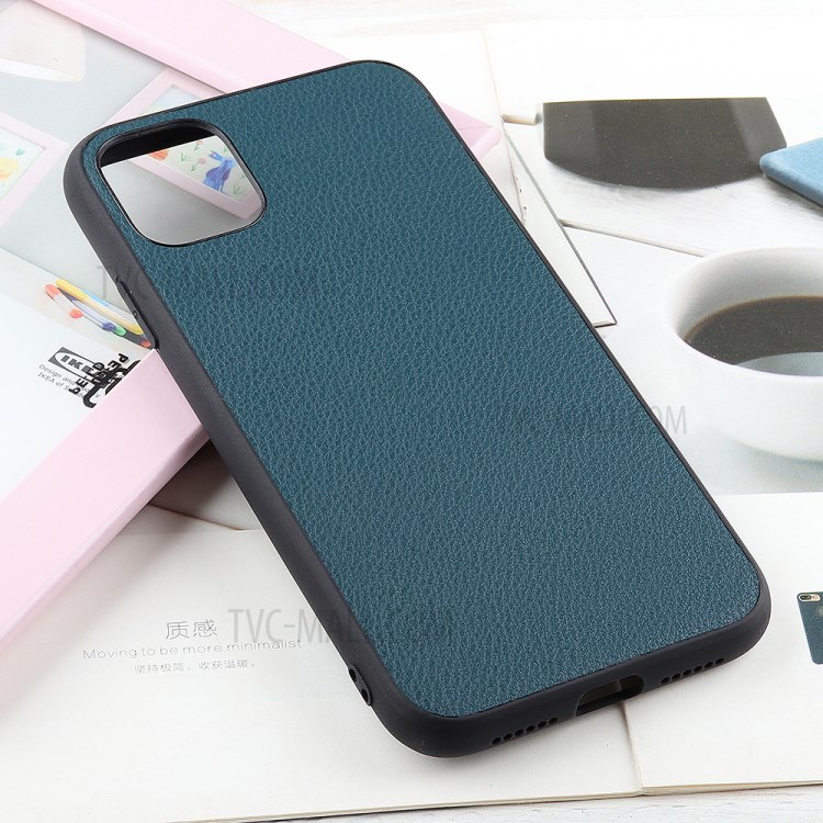 Genuine Leather Coated PC + TPU Hybrid Cover for iPhone 12 Pro Max 6.7-inch - Blue-2