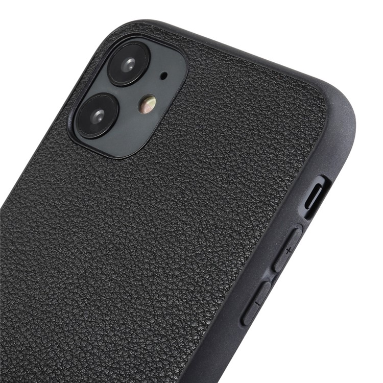 Genuine Leather Coated PC + TPU Hybrid Cover for iPhone 12 Pro / 12 Max 6.1-inch - Black-12