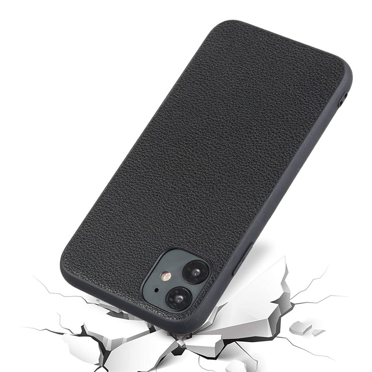 Genuine Leather Coated PC + TPU Hybrid Cover for iPhone 12 Pro / 12 Max 6.1-inch - Black-4