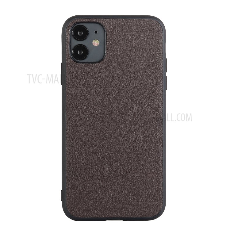 Genuine Leather Coated PC + TPU Hybrid Cover for iPhone 12 Pro / 12 Max 6.1-inch - Brown-1