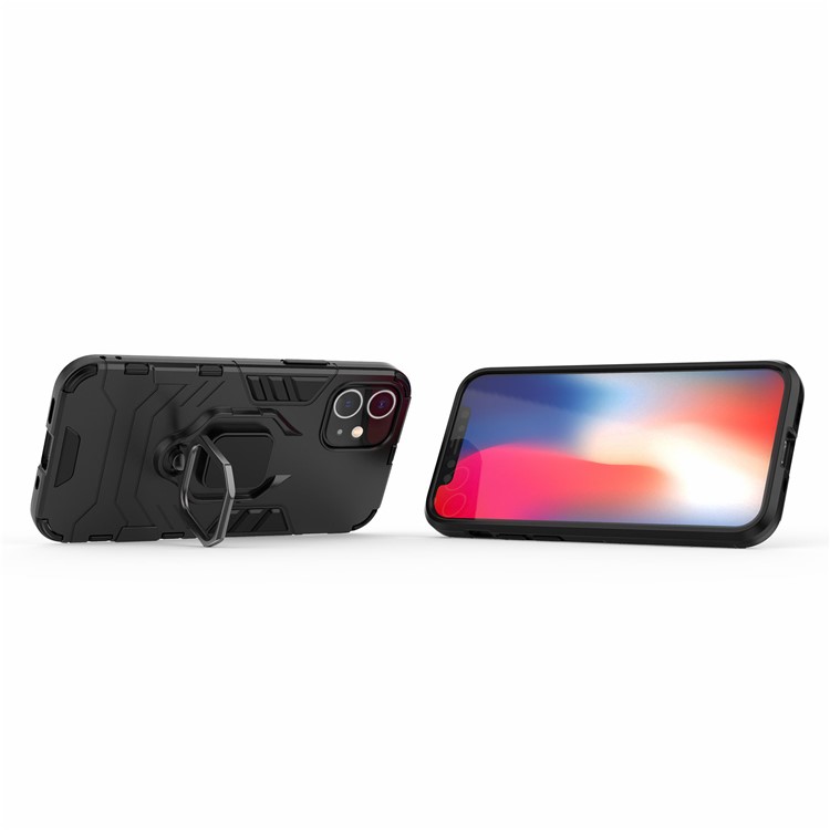 Cool Guard Finger Ring Kickstand PC + TPU Hybrid Shell for iPhone 12 5.4 inch - Black-2