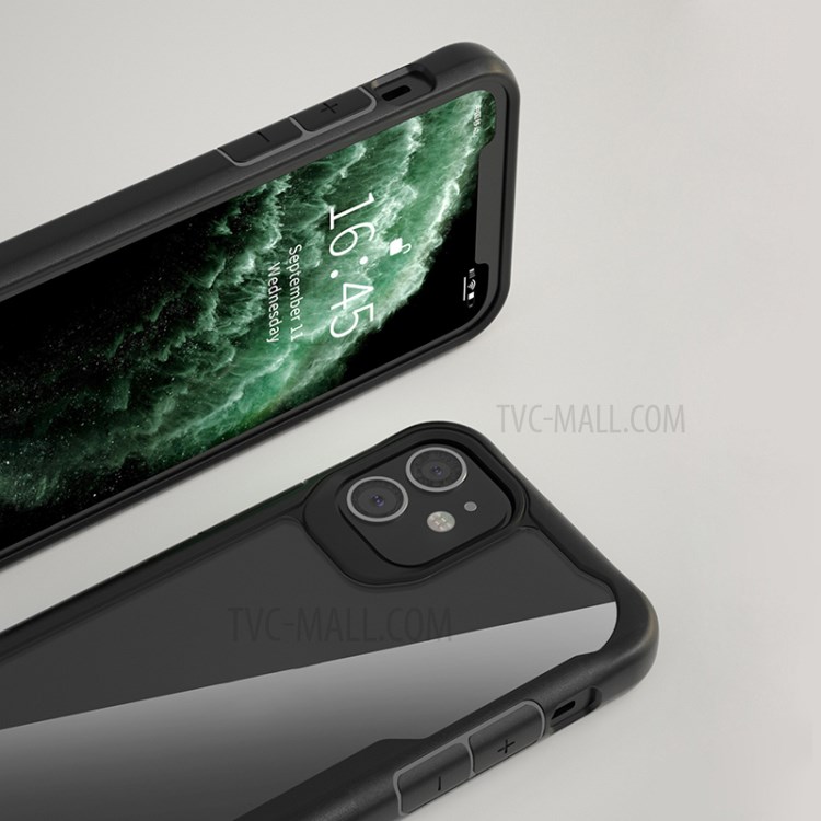 Shockproof PC + TPU Hybrid Case for iPhone 12 Max 6.1 inch - Black-5