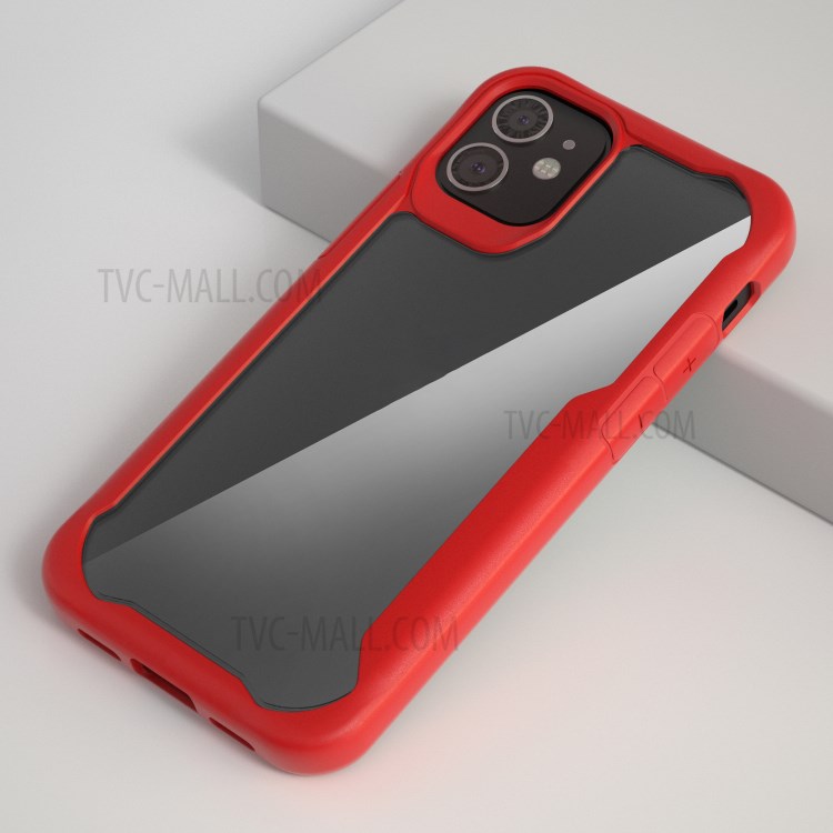 Shockproof PC + TPU Hybrid Case for iPhone 12 Max 6.1 inch - Red-1