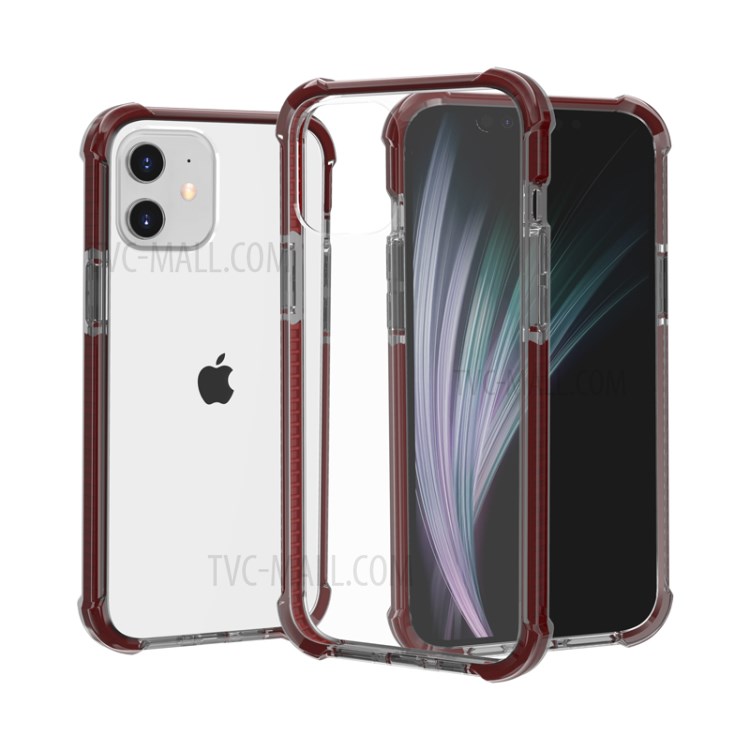 Air-cushion Dropproof Acrylic + TPU Hybrid Case for iPhone 12 5.4 inch - Brown-1