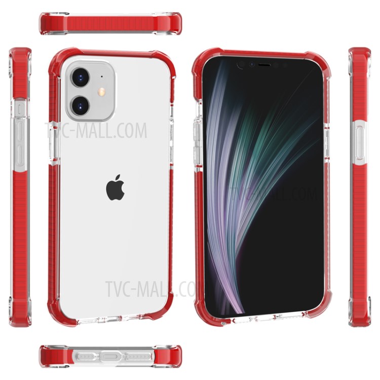 Air-cushion Dropproof Acrylic + TPU Hybrid Case for iPhone 12 mini - Red-7