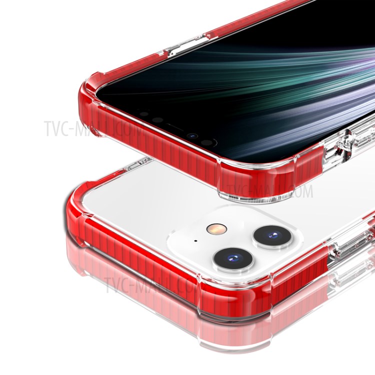 Air-cushion Dropproof Acrylic + TPU Hybrid Case for iPhone 12 mini - Red-8