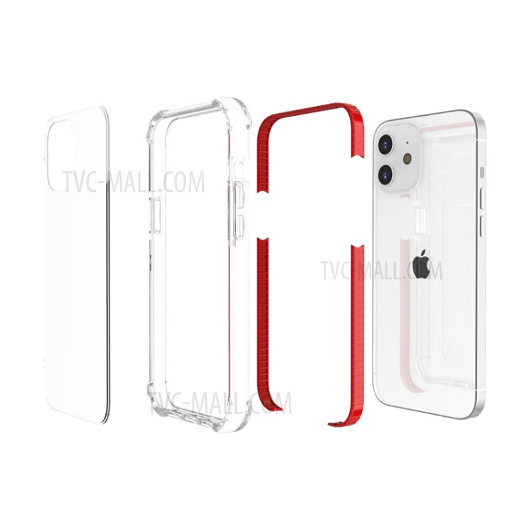Air-cushion Dropproof Acrylic + TPU Hybrid Case for iPhone 12 mini - Red-9