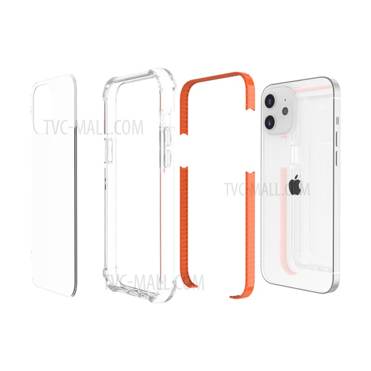 Air-cushion Dropproof Acrylic + TPU Hybrid Case for iPhone 12 5.4 inch - Orange-9