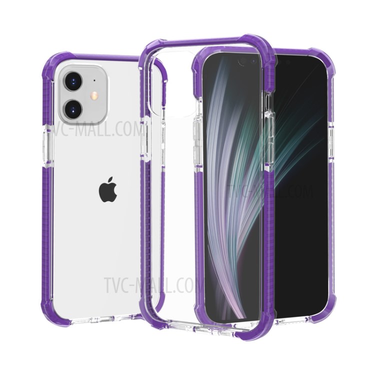 Air-cushion Dropproof Acrylic + TPU Hybrid Case for iPhone 12 5.4 inch - Purple-1