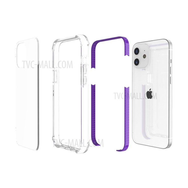 Air-cushion Dropproof Acrylic + TPU Hybrid Case for iPhone 12 5.4 inch - Purple-9