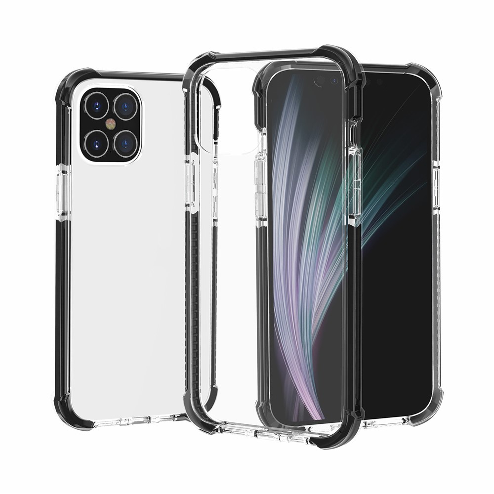 Air-cushion Dropproof Acrylic + TPU Hybrid Cover for iPhone 12 Max 6.1 inch - Transparent Black-1