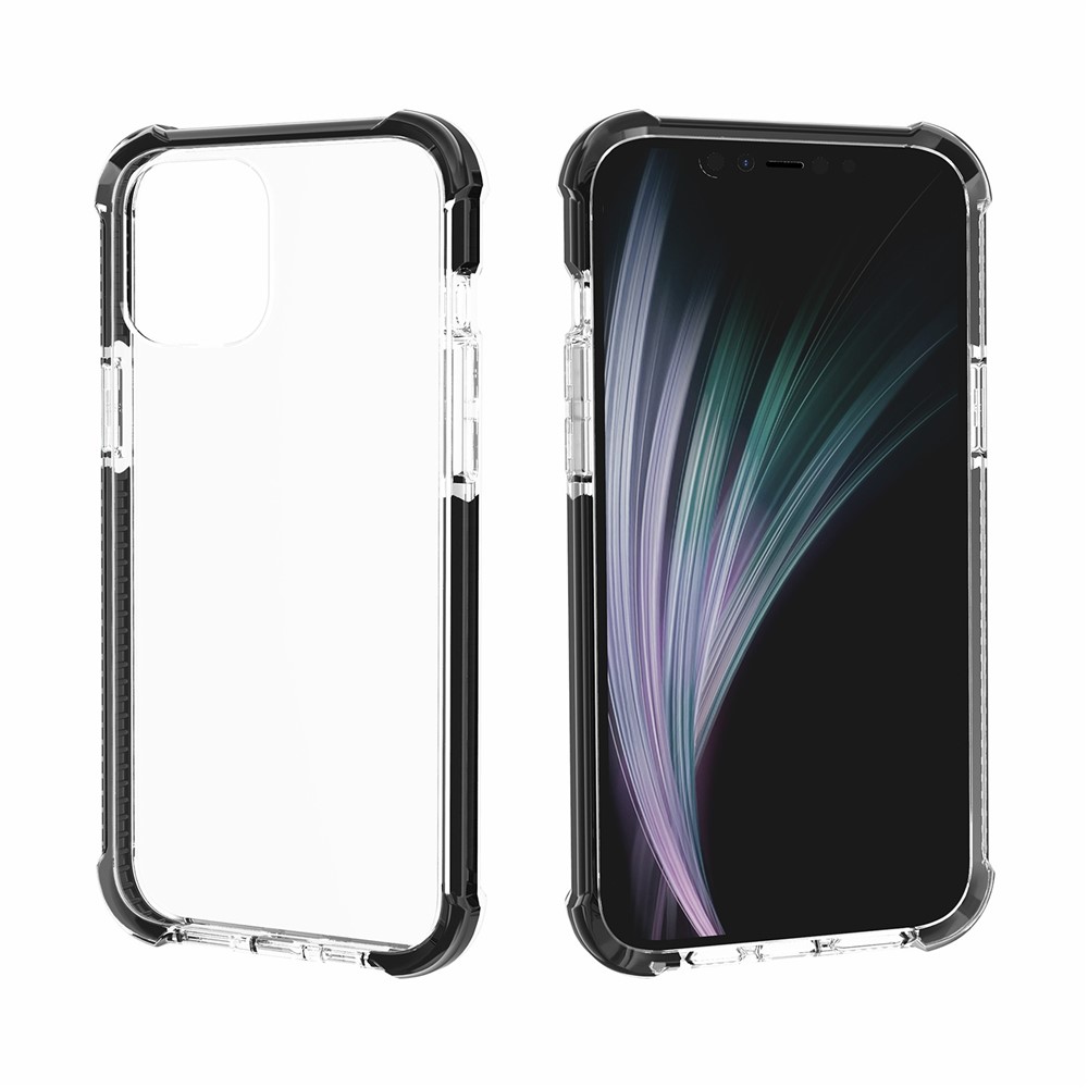 Air-cushion Dropproof Acrylic + TPU Hybrid Cover for iPhone 12 Max 6.1 inch - Transparent Black-2