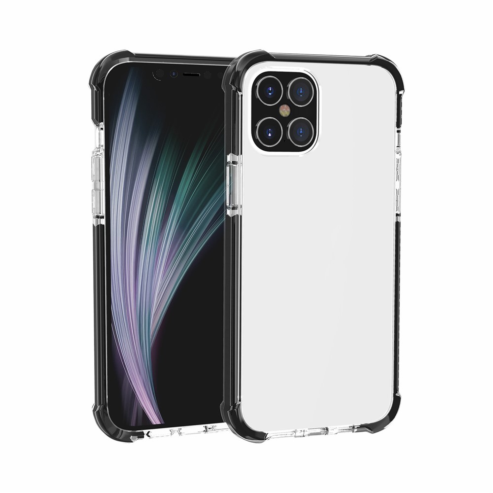 Air-cushion Dropproof Acrylic + TPU Hybrid Cover for iPhone 12 Max 6.1 inch - Transparent Black-4