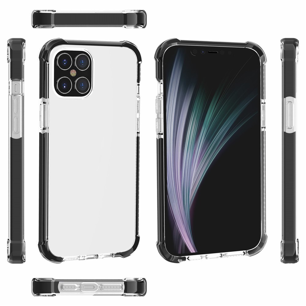 Air-cushion Dropproof Acrylic + TPU Hybrid Cover for iPhone 12 Max 6.1 inch - Transparent Black-5