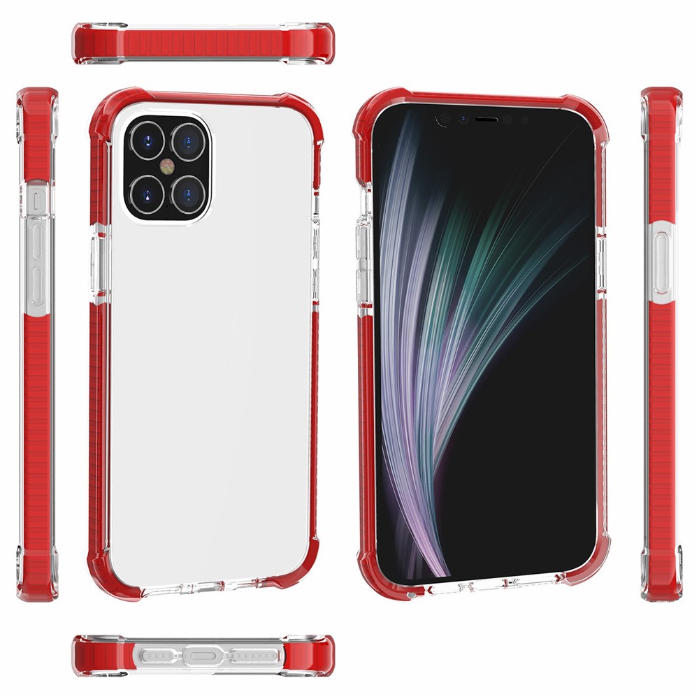 Air-cushion Dropproof Acrylic + TPU Hybrid Cover for iPhone 12 Max 6.1 inch - Red-5