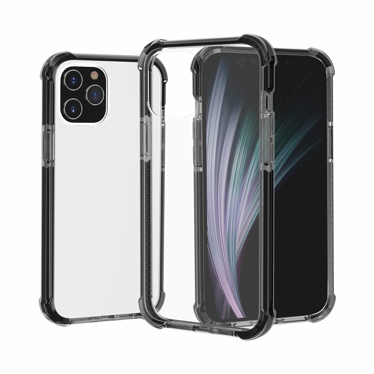 À Coussin D'air Dropproof Coquille De Téléphone Hybride TPU Acrylique + Pour Iphone 12 Pro Max 6,7 Pouce - Gris Noir-1