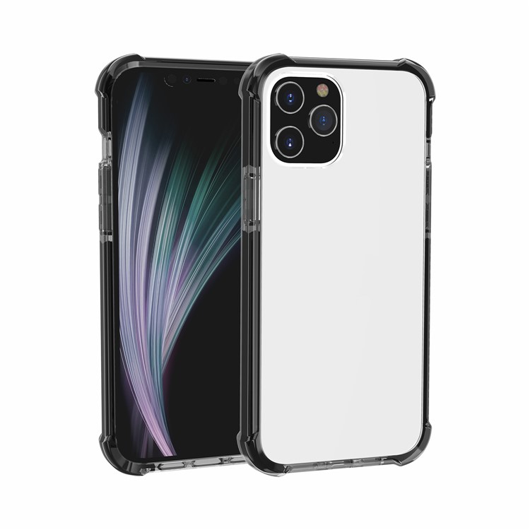 À Coussin D'air Dropproof Coquille De Téléphone Hybride TPU Acrylique + Pour Iphone 12 Pro Max 6,7 Pouce - Gris Noir-2