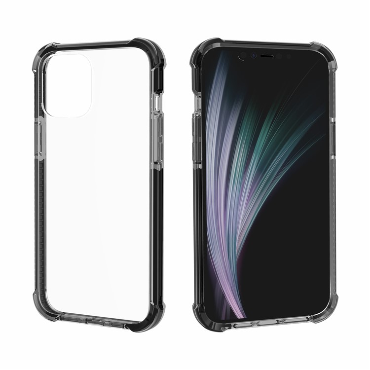 À Coussin D'air Dropproof Coquille De Téléphone Hybride TPU Acrylique + Pour Iphone 12 Pro Max 6,7 Pouce - Gris Noir-4