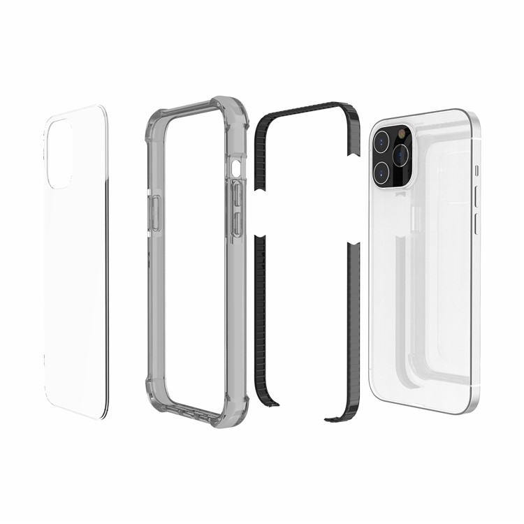 À Coussin D'air Dropproof Coquille De Téléphone Hybride TPU Acrylique + Pour Iphone 12 Pro Max 6,7 Pouce - Gris Noir-9
