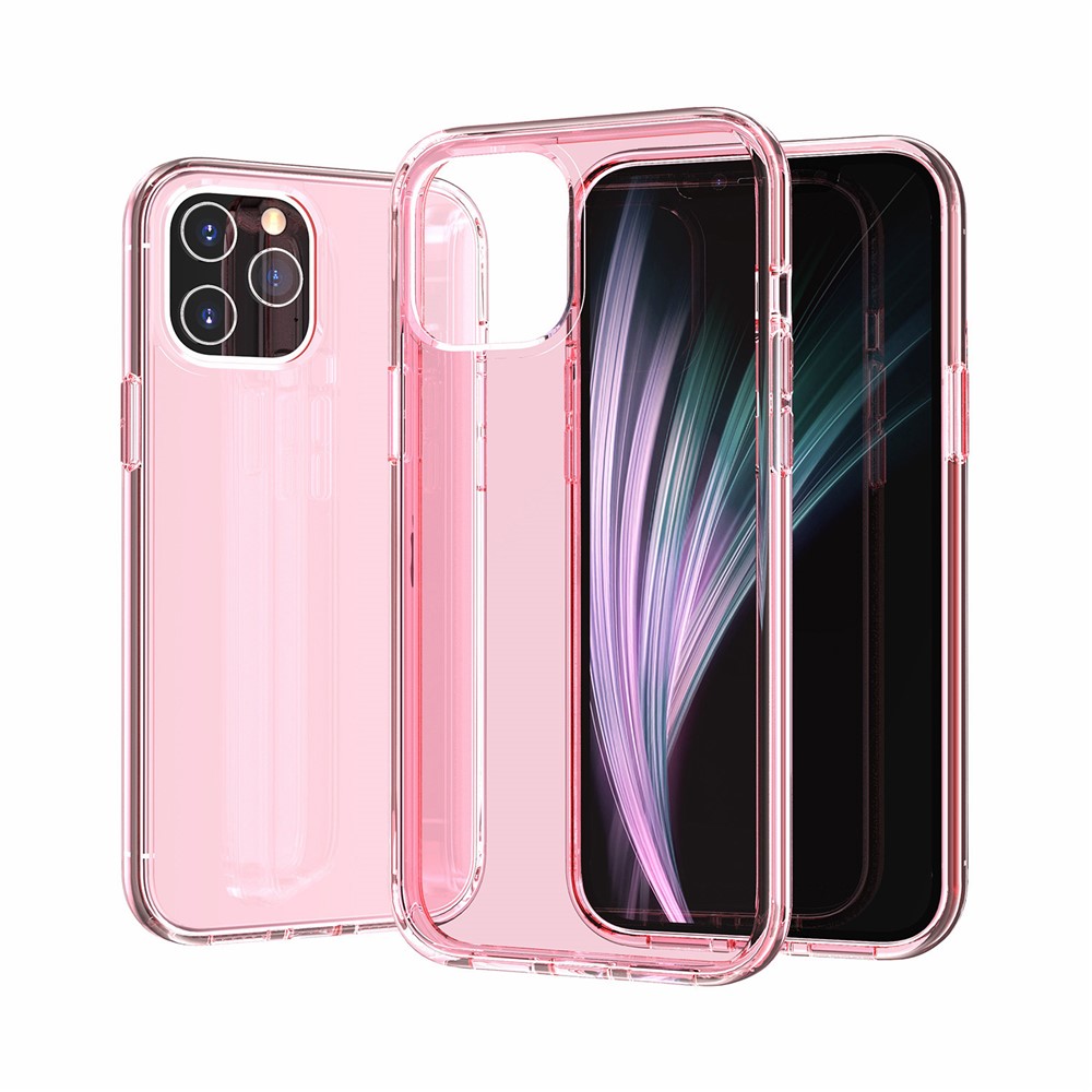 Anti-fingerprint Clear PC+TPU Hybrid Phone Case for iPhone 12 5.4 inch - Pink-1