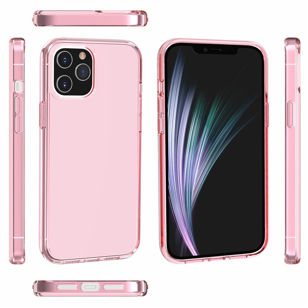Anti-fingerprint Clear PC+TPU Hybrid Phone Case for iPhone 12 5.4 inch - Pink-9
