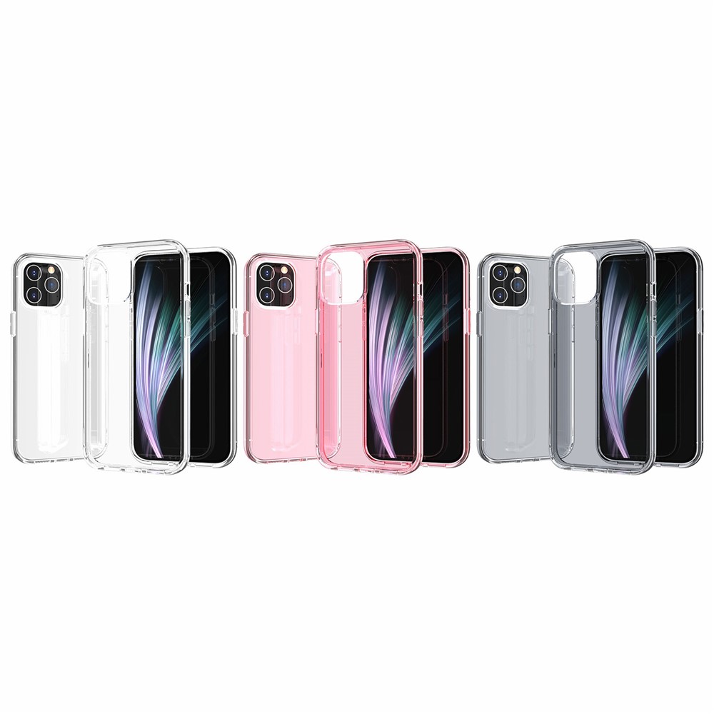 Anti-empreintes Digitales Clair PC + TPU Couverture De Téléphone Hybride Pour IPhone 12 Pro Max 6,7 Pouces - Rose-10