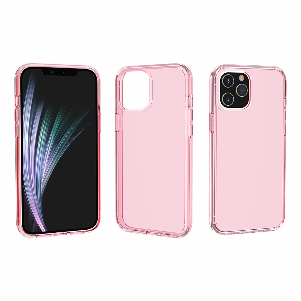 Anti-fingerprint Clear PC+TPU Hybrid Phone Cover for iPhone 12 Pro Max 6.7 inch - Pink-2