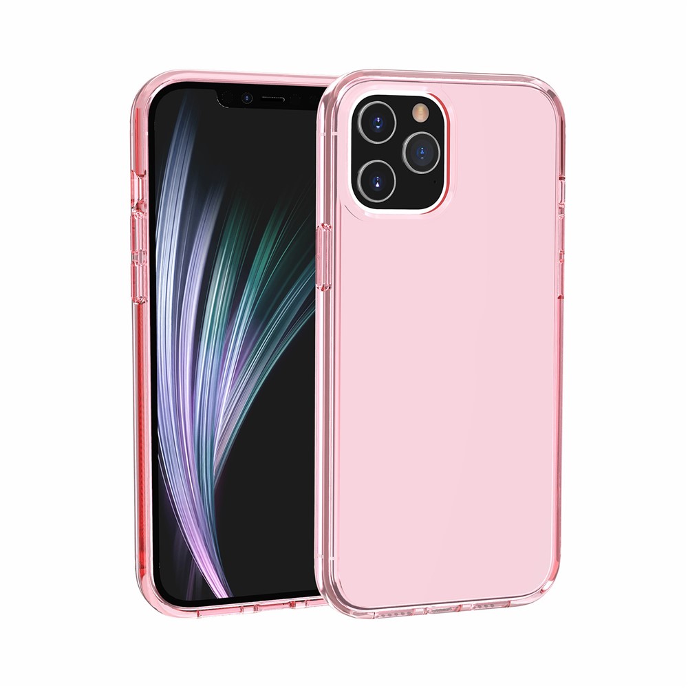 Anti-fingerprint Clear PC+TPU Hybrid Phone Cover for iPhone 12 Pro Max 6.7 inch - Pink-5