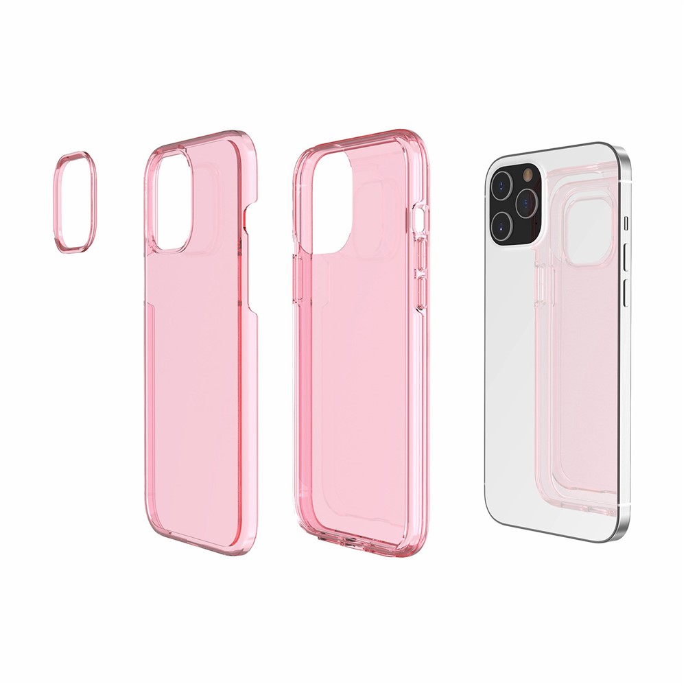 Anti-fingerprint Clear PC+TPU Hybrid Phone Cover for iPhone 12 Pro Max 6.7 inch - Pink-6