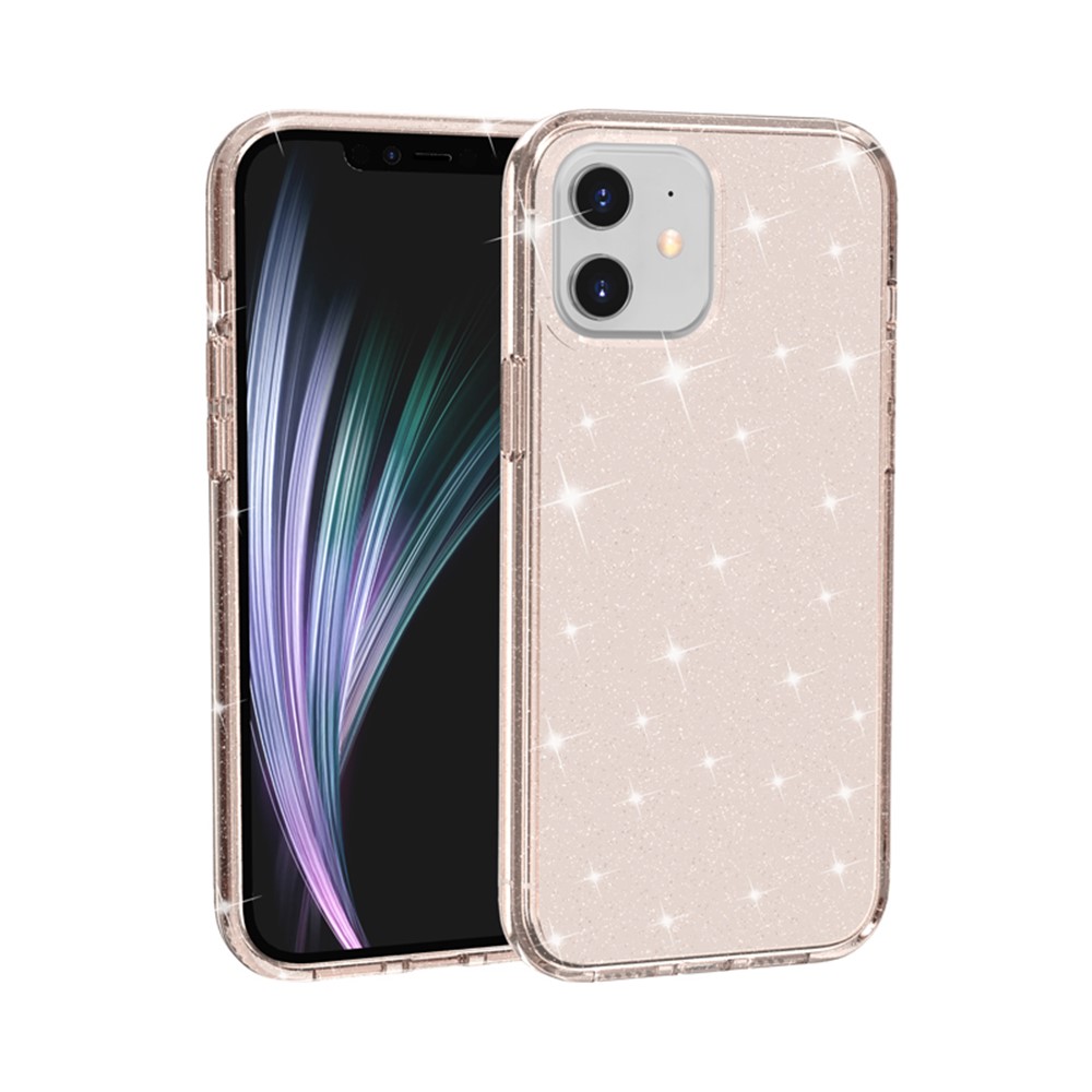 Glittery Powder PC+TPU Hybrid Phone Cover for iPhone 12 Max 6.1 inch - Gold-3