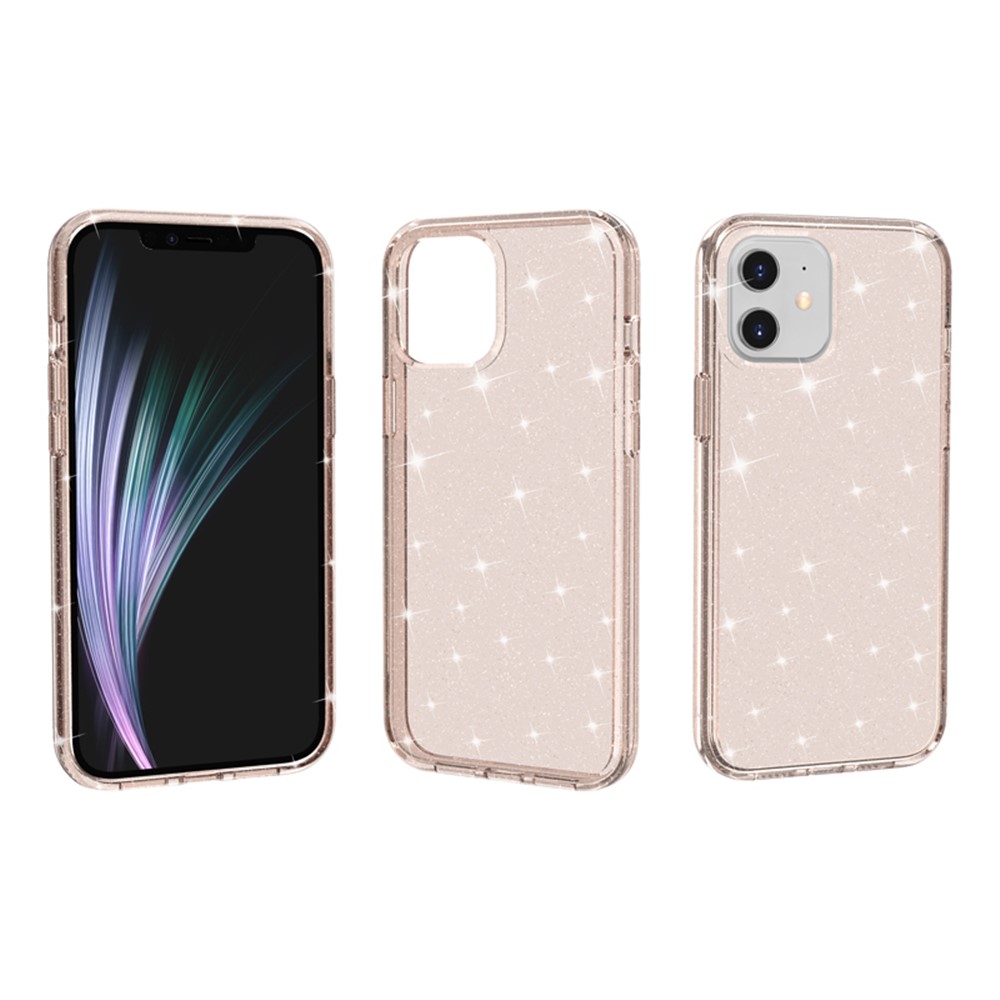 Glittery Powder PC+TPU Hybrid Phone Cover for iPhone 12 Max 6.1 inch - Gold-4