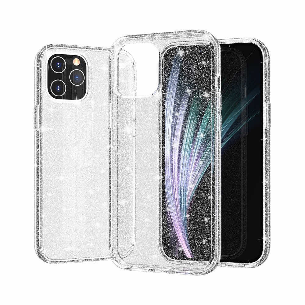 Glittery Powder PC+TPU Hybrid Back Shell for iPhone 12 Pro Max 6.7 inch - Silver-1