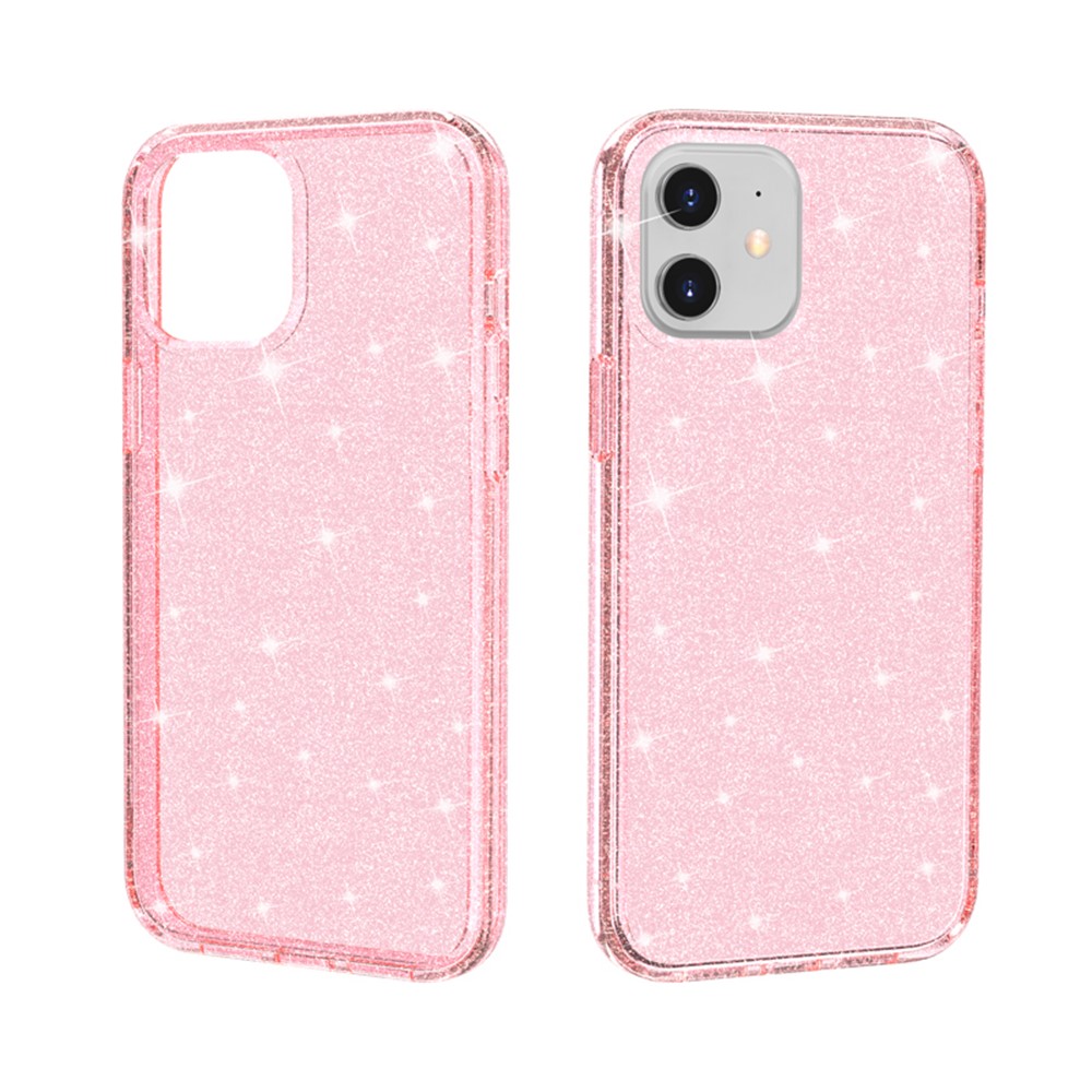 Glittery Powder PC+TPU Hybrid Back Shell for iPhone 12 5.4 inch - Pink-2