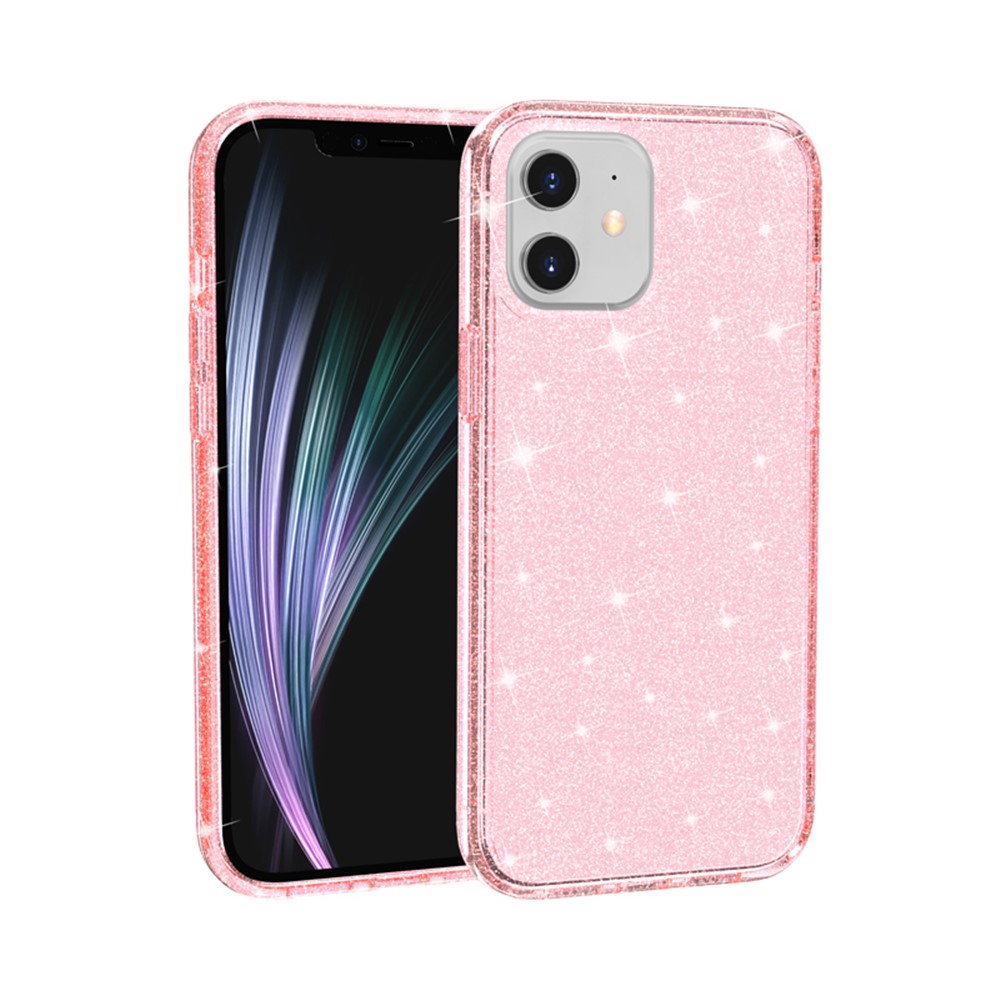 Glittery Powder PC+TPU Hybrid Back Shell for iPhone 12 5.4 inch - Pink-3