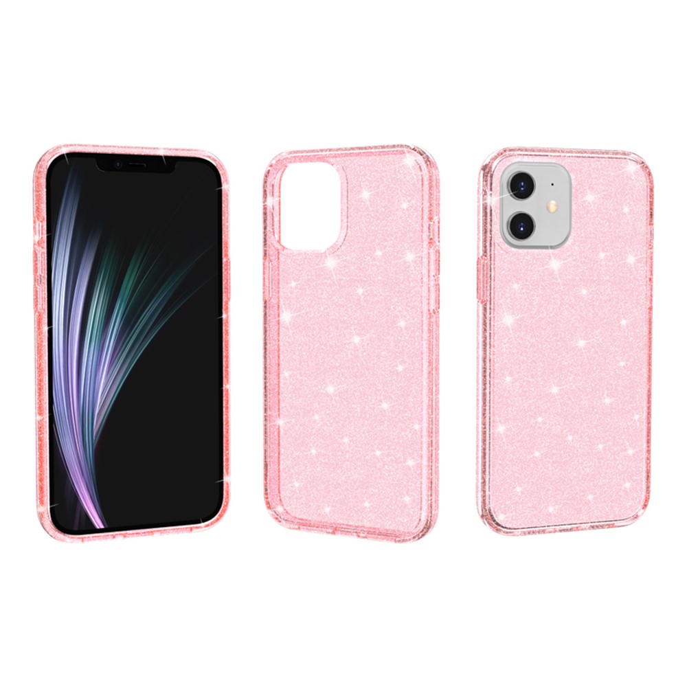 Glittery Powder PC+TPU Hybrid Back Shell for iPhone 12 5.4 inch - Pink-4