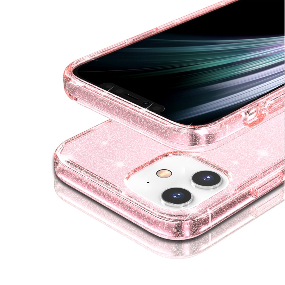 Glittery Powder PC+TPU Hybrid Back Shell for iPhone 12 5.4 inch - Pink-6