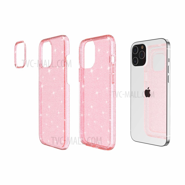 Glittery Powder PC+TPU Hybrid Back Shell for iPhone 12 5.4 inch - Pink-9