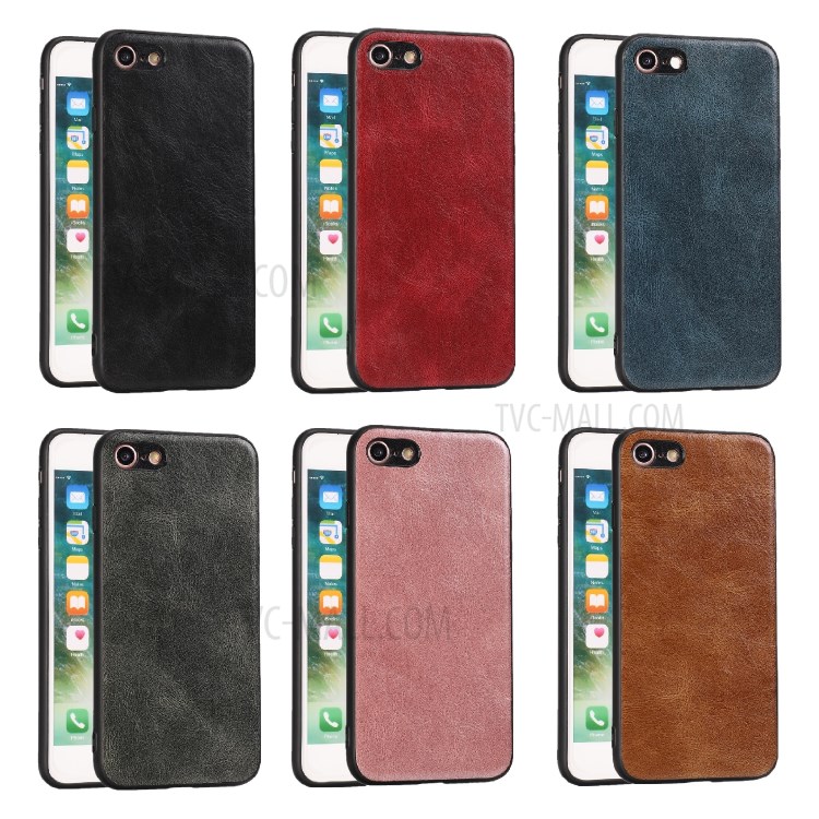 Loco Caballo Textura PU Recubierto De Cuero Caso De TPU Para El IPhone Se (segunda Generación) / 8/7 - Negro-10