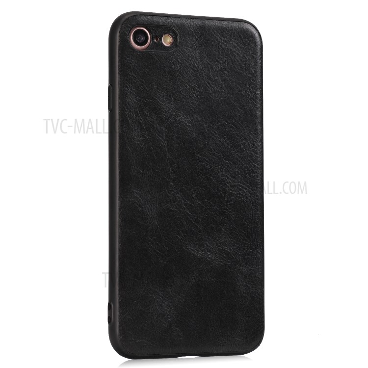 Loco Caballo Textura PU Recubierto De Cuero Caso De TPU Para El IPhone Se (segunda Generación) / 8/7 - Negro-2