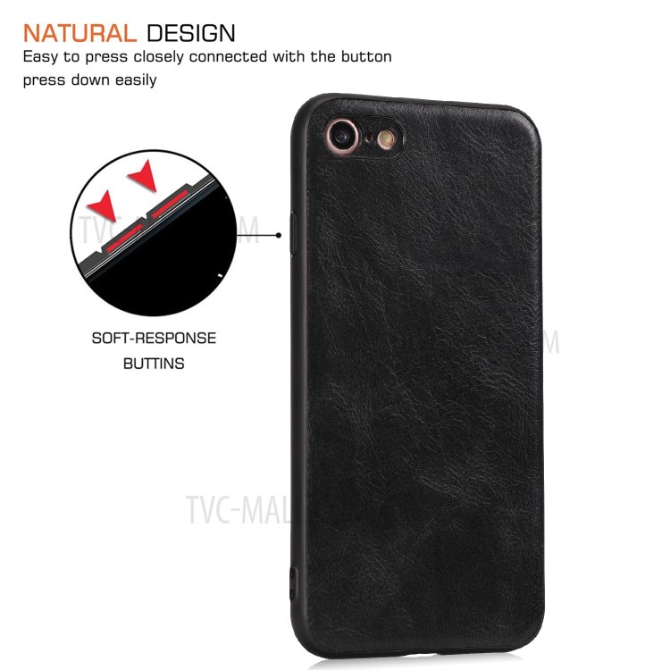 Loco Caballo Textura PU Recubierto De Cuero Caso De TPU Para El IPhone Se (segunda Generación) / 8/7 - Negro-6